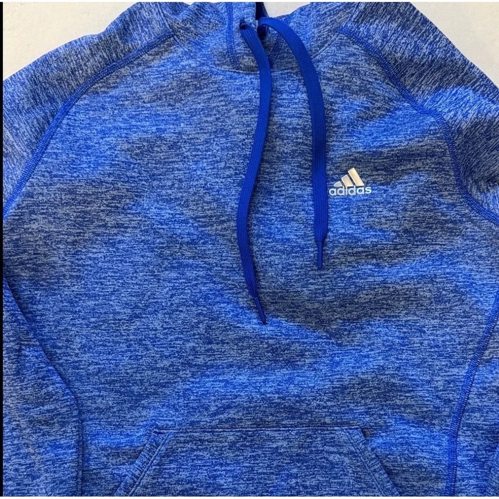 Adidas Mens ClimaWarm Hoodie Blue Space Dye Fleece Pullover‎ Sweatshirt Small